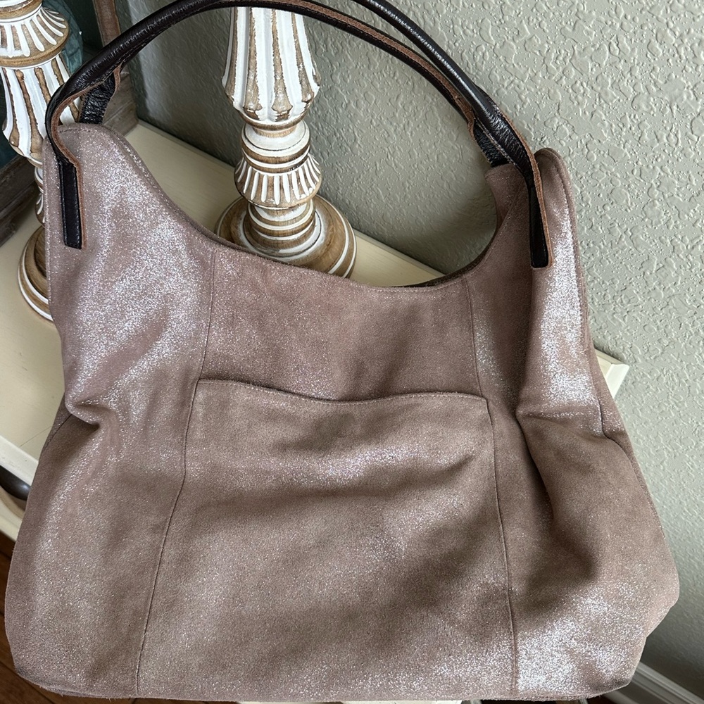 Sondra Roberts shimmery gold tote bag